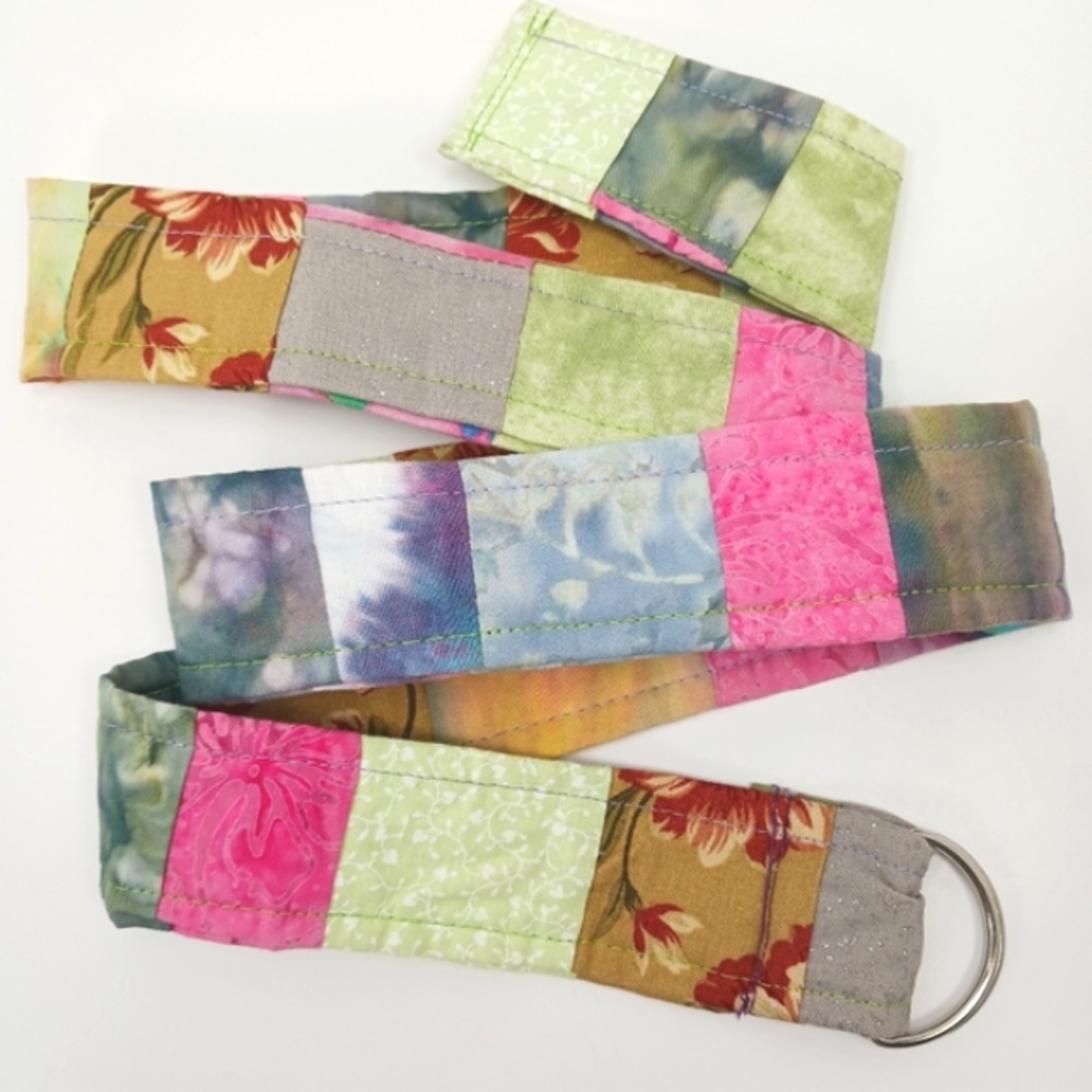 QUILTS BY MARA Cotton Patchwork Belt Random Boho Mix Handmade NWOT OSFM